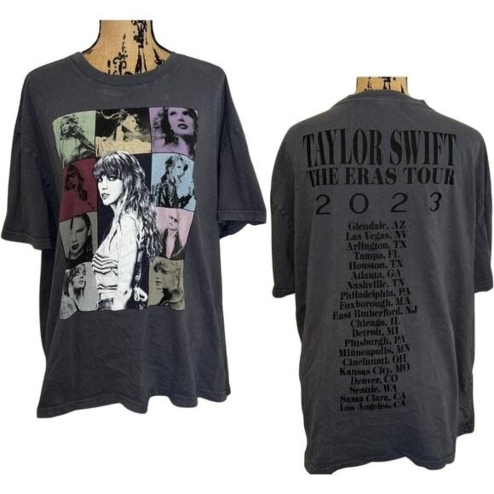 TAYLOR SWIFT |‎ OFFICIAL THE ERAS  TOUR MINERAL WASH GRAY T-SHIRT - MEDIUM EUC